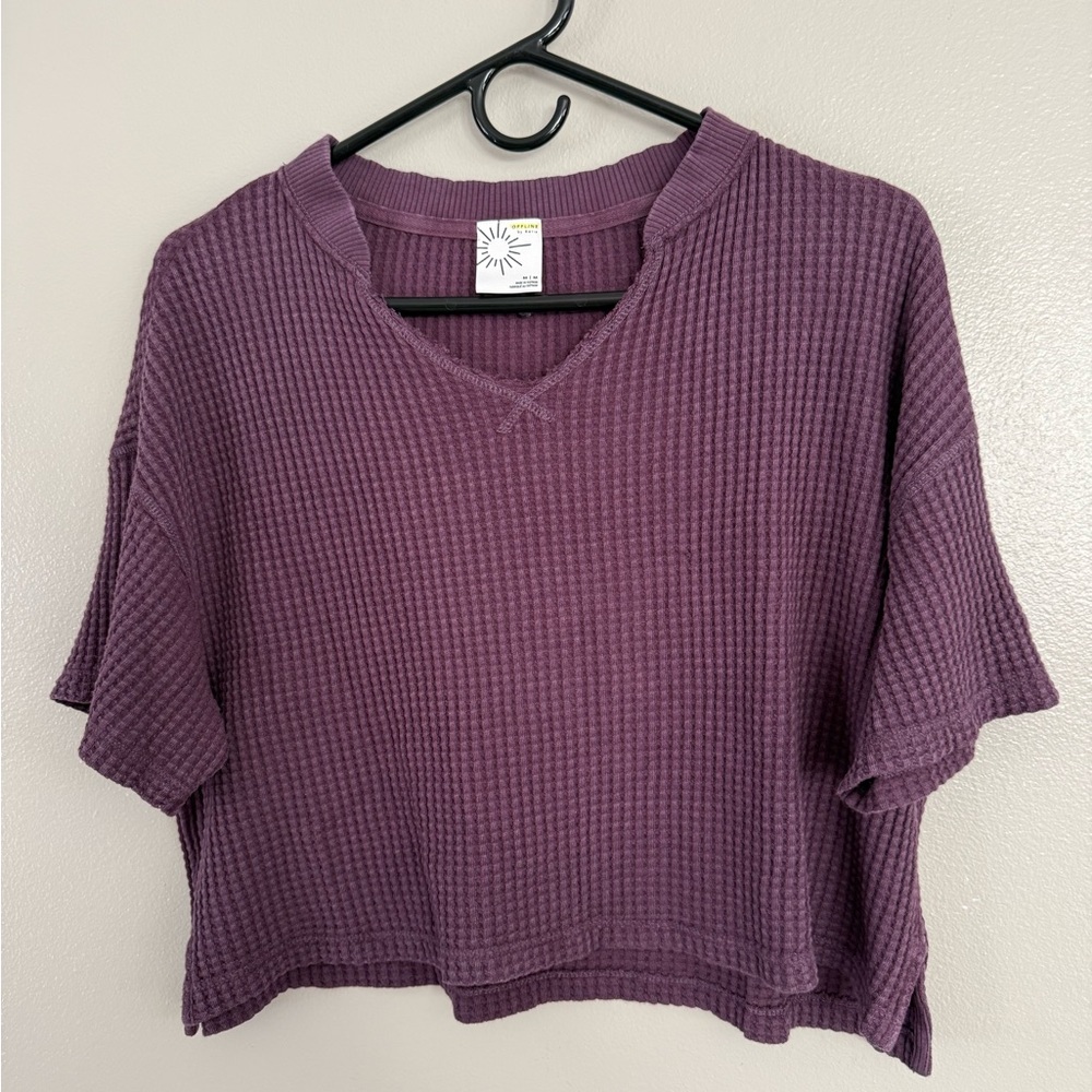 Aerie Plum Waffle Knit Crop Top